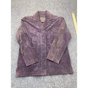 Brandon Thomas Jacket Womens XS Purple Suede Collared Lined Pockets Button